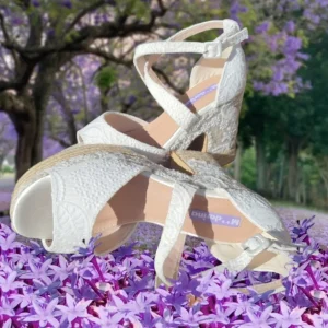 Calzaro Alpargatas | Sandalia Tacón Yute Paris Blanco.