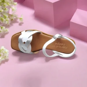Calzaro Sandalias | Sandalia Taconin Bajo 4177 Blanco y Plata.
