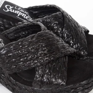 Calzaro Zuecos | Alpargatas | Sandalia zueco tacón ancho esparto 327 negro