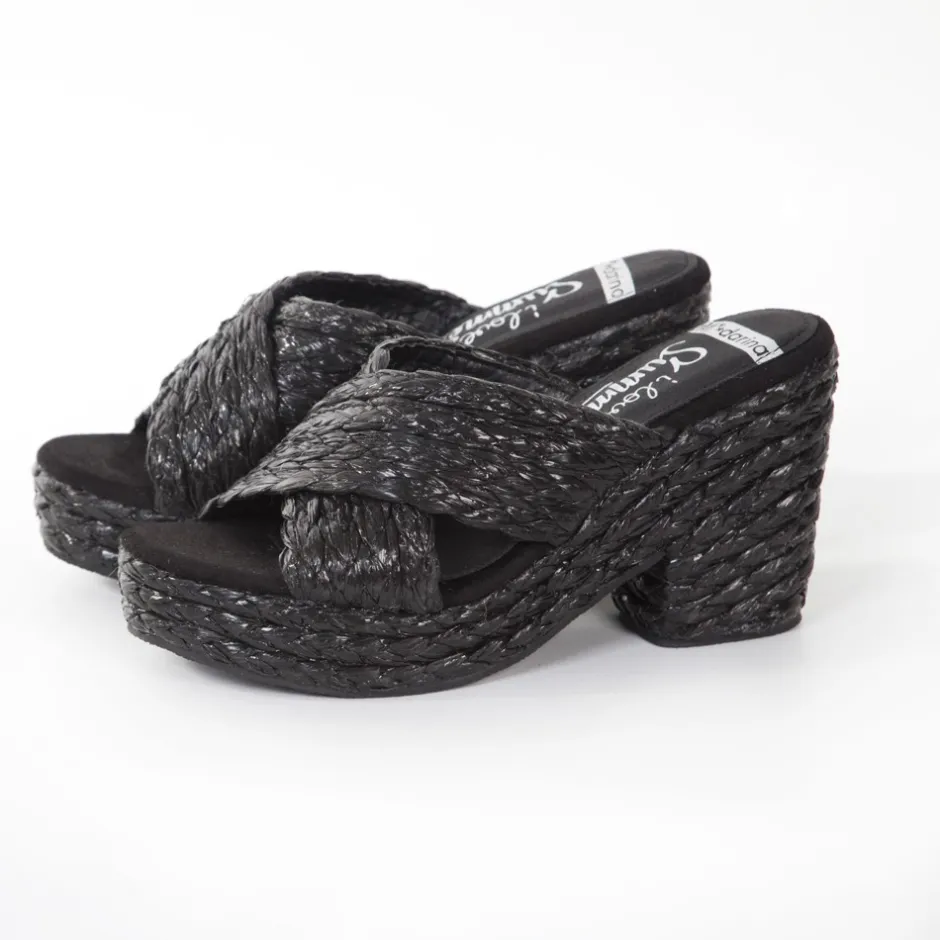 sandalia_zueco_tacn_ancho_7.webp Calzaro Zuecos | Alpargatas | Sandalia zueco tacón ancho esparto 327 negro