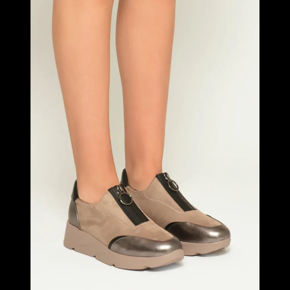 zapatillas_deportivas_h_t_0.webp Calzaro Zapatos Con Cordones | Casual | Zapatillas Deportivas 494H864 Taupe y Gris con Cierre Cremallera