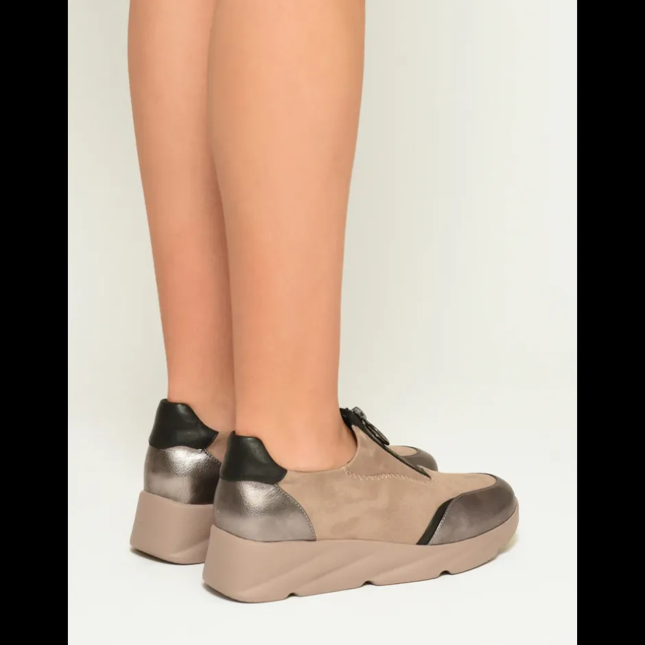 zapatillas_deportivas_h_t_1.webp Calzaro Zapatos Con Cordones | Casual | Zapatillas Deportivas 494H864 Taupe y Gris con Cierre Cremallera