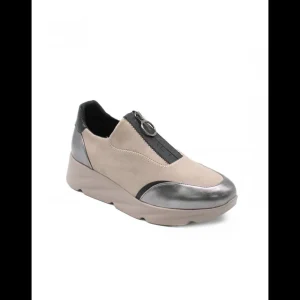 Calzaro Zapatos Con Cordones | Casual | Zapatillas Deportivas 494H864 Taupe y Gris con Cierre Cremallera