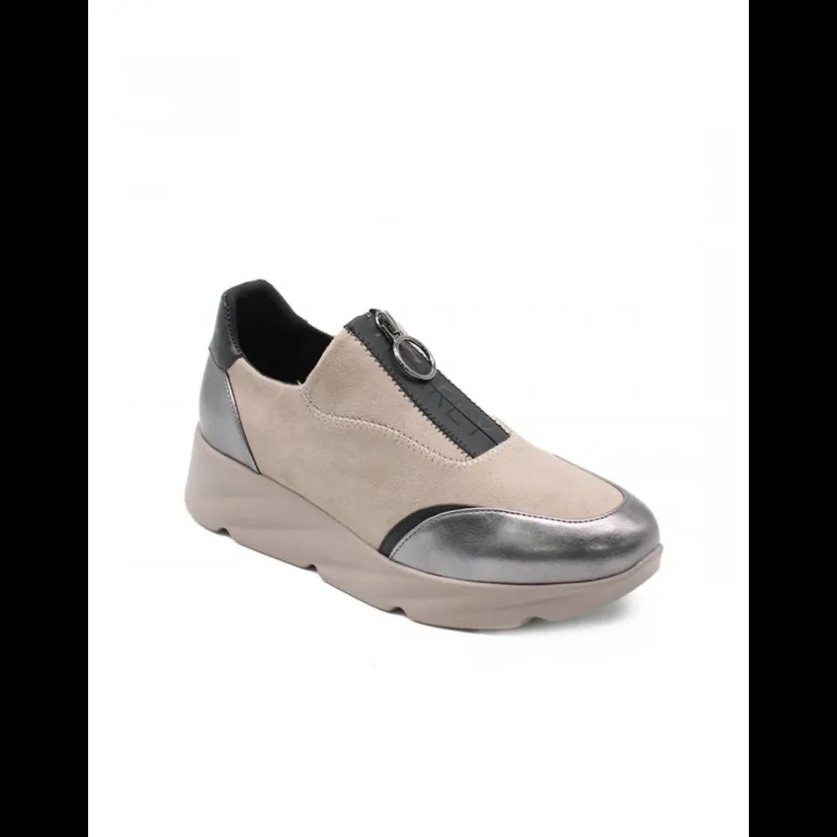 zapatillas_deportivas_h_t_4.webp Calzaro Zapatos Con Cordones | Casual | Zapatillas Deportivas 494H864 Taupe y Gris con Cierre Cremallera