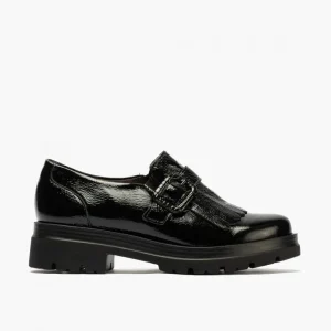 Calzaro Mocasines | Zapato Abotinado 10097 en Charol de Mujer en Color Negro.