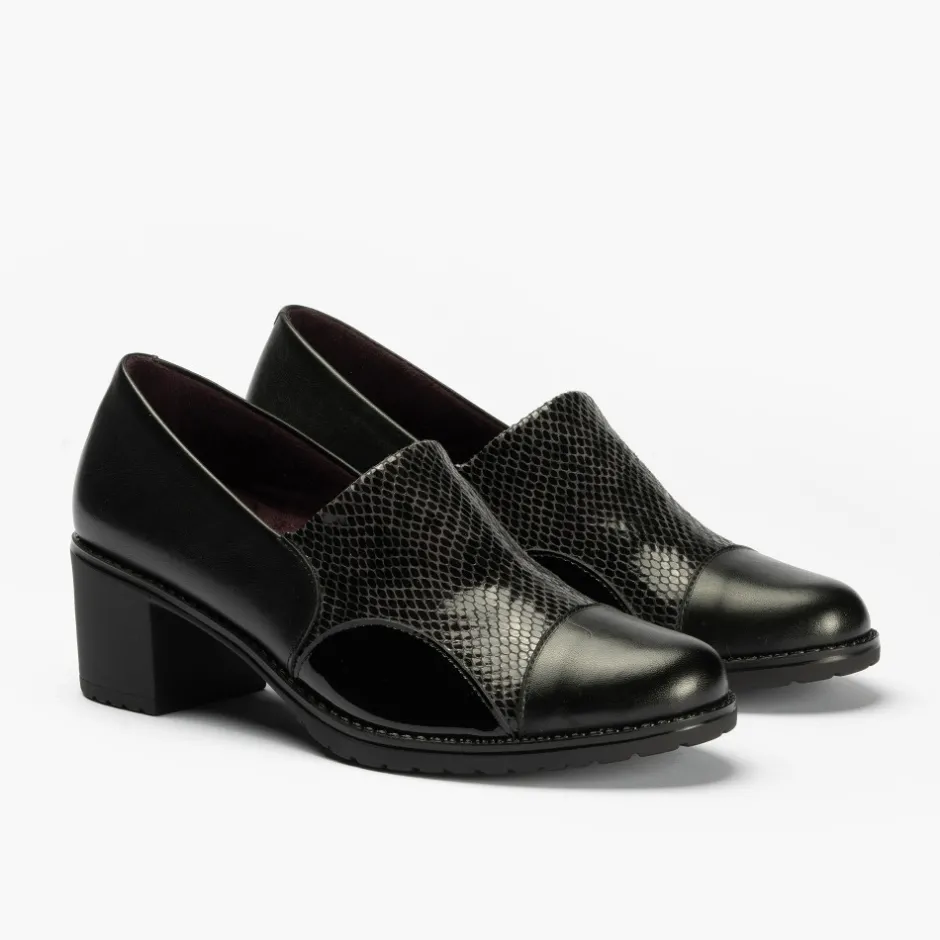 zapato_abotinado_con_lycr_0-2.webp Calzaro Zapatos De Tac贸n | Confort | Zapato Abotinado con Lycra Tacón Clásico 1633 Lucido/Pithon/Charol Negro