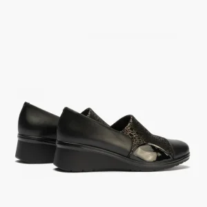 Calzaro Confort | Zapato abotinado con Lycra para mujer 5322 color Negro