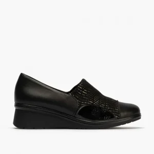 Calzaro Confort | Zapato abotinado Lycra para Mujer 10033 color Negro