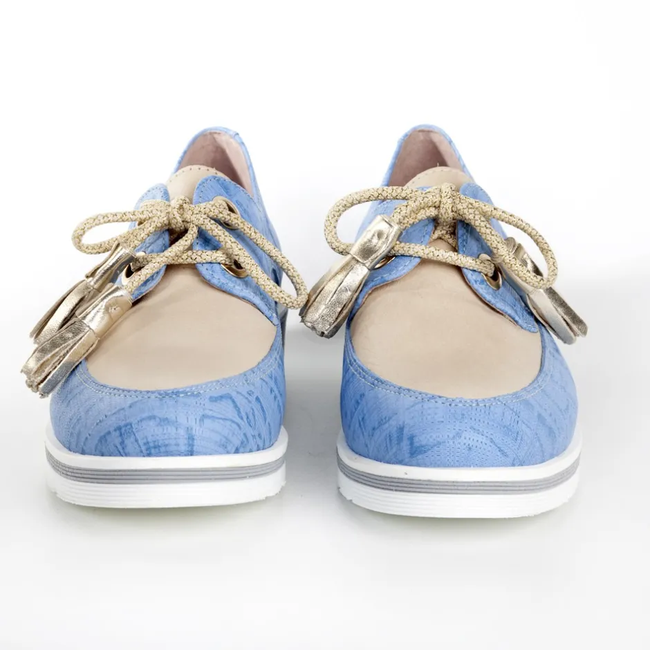 zapato_cordones_angelaoro_3.webp Calzaro Zapatos Con Cordones | Mocasines | Zapato Cordones Angela-Oro Azul Celeste y Taupe.