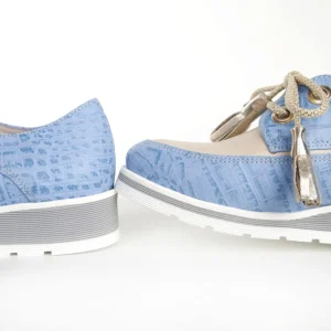 Calzaro Zapatos Con Cordones | Mocasines | Zapato Cordones Angela-Oro Azul Celeste y Taupe.