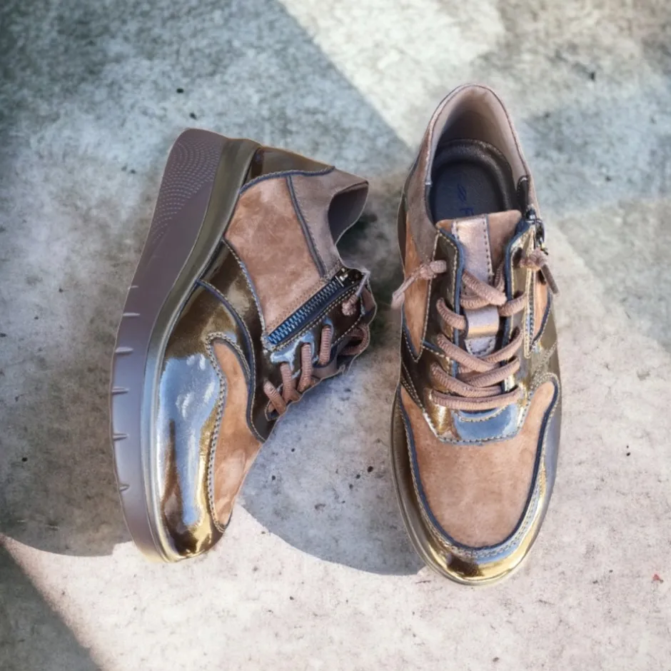 zapato_cua__bronce_5.webp Calzaro Zapatos Con Cordones | Zapato Cuña 2512 Bronce