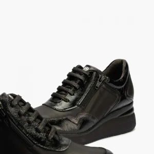 Calzaro Deportivas | Confort | Zapato Deportivo Charol con Cremallera para Mujer 10210 Color Negro.