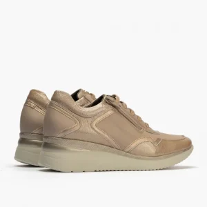 Calzaro Deportivas | Confort | Zapato Deportivo Charol con Cremallera para Mujer 10210 Color Piedra.