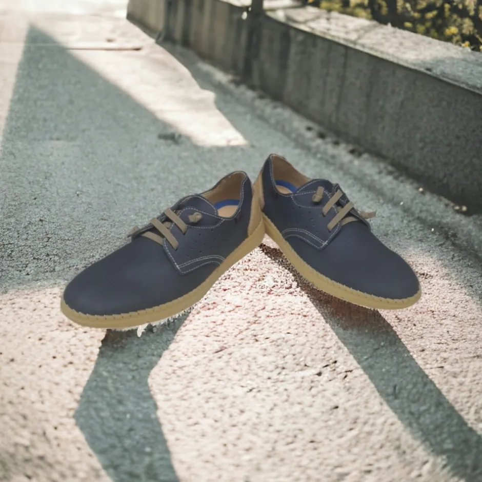 zapato_nobuck__azul_marin_5.webp Calzaro Zapatos Con Cordones | Zapato Nobuck 4092 Azul Marino Cordones Elásticos
