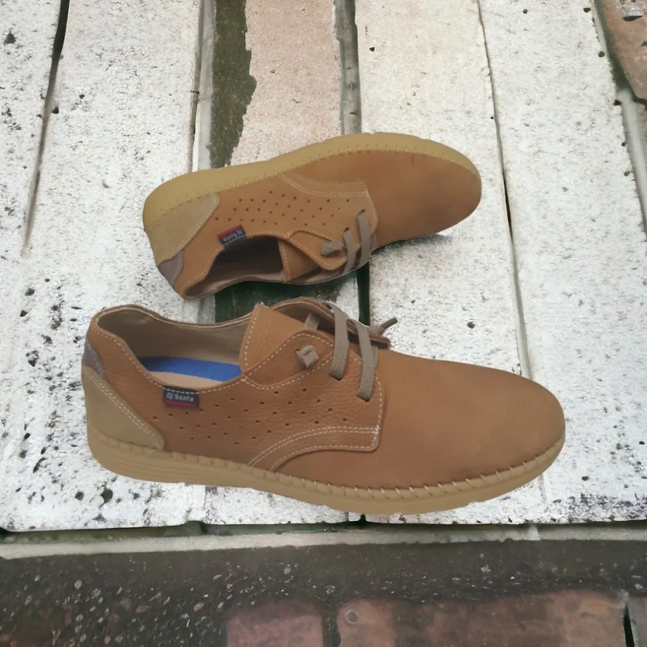 zapato_nobuck__nuez_marrn_1.webp Calzaro Zapatos Con Cordones | Zapato Nobuck 4092 Nuez Marrón Cordones Elásticos