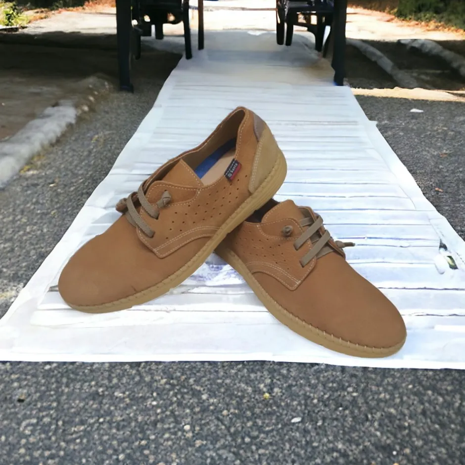 zapato_nobuck__nuez_marrn_4.webp Calzaro Zapatos Con Cordones | Zapato Nobuck 4092 Nuez Marrón Cordones Elásticos