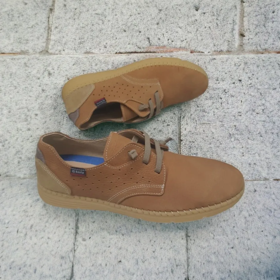 zapato_nobuck__nuez_marrn_5.webp Calzaro Zapatos Con Cordones | Zapato Nobuck 4092 Nuez Marrón Cordones Elásticos