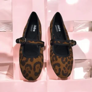 Calzaro Zapatos De Tac贸n | Bailarinas | Zapato Plano Con Una Pulsera Ancha 535 Leopardo.