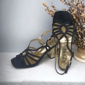 Calzaro Zapatos De Tac贸n | Zapato Sandalia 103 Negra de Tacón Cuadrado.