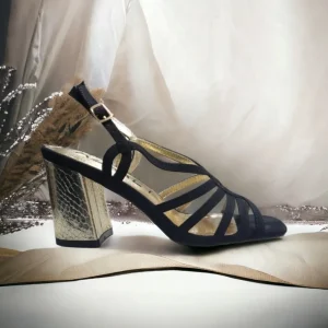 Calzaro Zapatos De Tac贸n | Zapato Sandalia 103 Negra de Tacón Cuadrado.