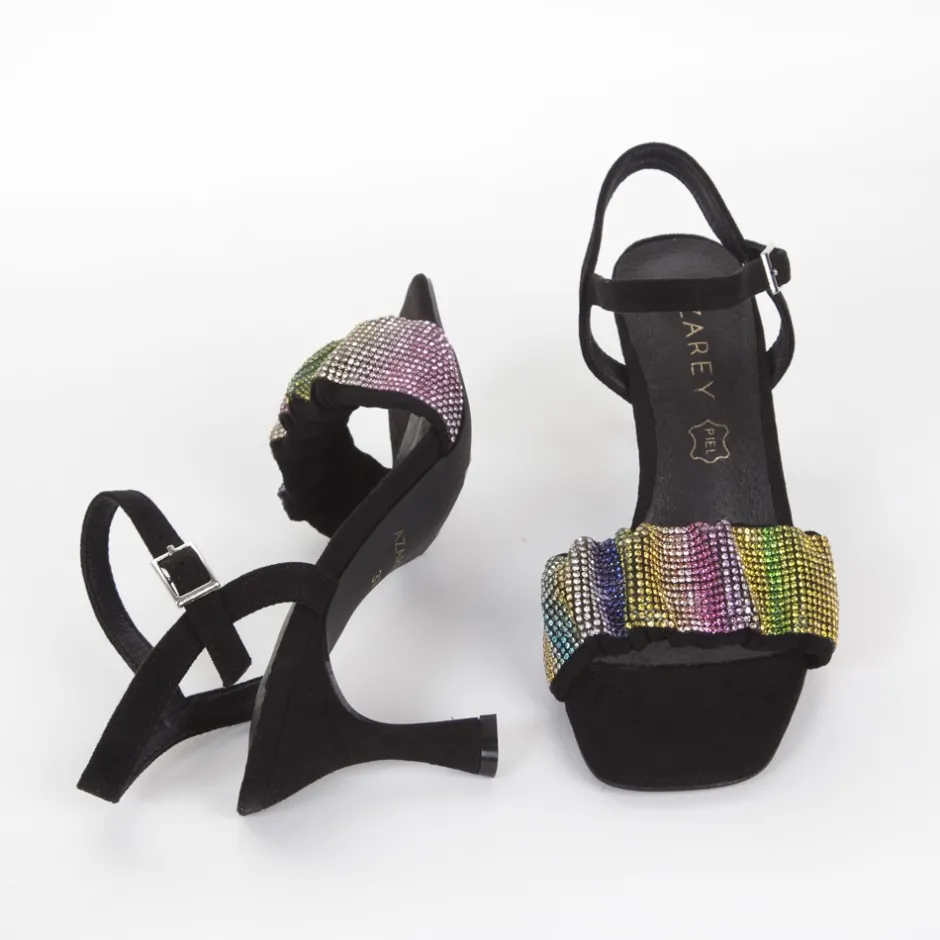 zapato_sandalia_fiesta__n_6.webp Calzaro Zapatos De Tac贸n | Zapatos De Tac贸n | Zapato Sandalia Fiesta 377 Negro Multicolor con Pala Strass