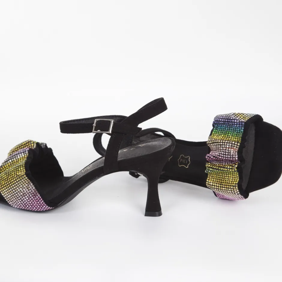 zapato_sandalia_fiesta__n_8.webp Calzaro Zapatos De Tac贸n | Zapatos De Tac贸n | Zapato Sandalia Fiesta 377 Negro Multicolor con Pala Strass