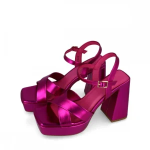 Calzaro Zapatos De Tac贸n | Zapato Sandalia Triangulum 23948 Rosa Fuxia