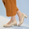 Calzaro Zapatos De Tac贸n | Zapatos de Salón de Mujer de Piel 5720 con Ribete Elástico con Tacón Medio Oro