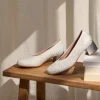 Calzaro Zapatos De Tac贸n | Zapatos de Salón de Mujer de Piel con Ribete Elástico 5720 con Tacón Medio Plata