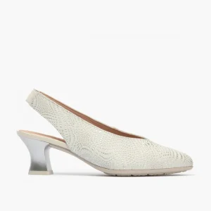Calzaro Zapatos De Tac贸n | Zapatos de Salón de Mujer Destalonado 5750 en Piel y Tacón Embudo Plata.