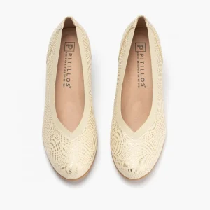 Calzaro Zapatos De Tac贸n | Zapatos de Salón de Mujer de Piel 5720 con Ribete Elástico con Tacón Medio Oro