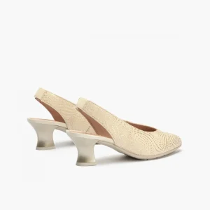 Calzaro Zapatos De Tac贸n | Zapatos de Salón de Mujer Destalonado 5750 en Piel y Tacón Embudo Dorado.