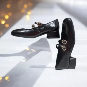 Calzaro Zapatos De Tac贸n | Confort | Zapatos de Tacón Bajo Con Dos Correas Mary Jane Desiree Daky 1 Negro.