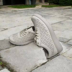Calzaro Confort | Zapatos Sneakers Picaditos Cordones Slip-on 422 Beige.