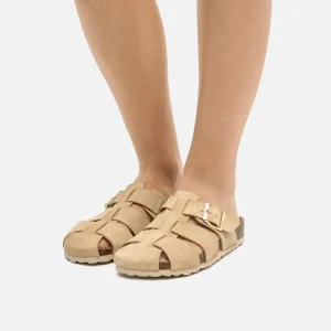 Calzaro Zuecos | Sandalias Bios | Zueco 59375 Liliane Serraje Beige Arena.