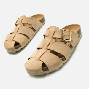 Calzaro Zuecos | Sandalias Bios | Zueco 59375 Liliane Serraje Beige Arena.