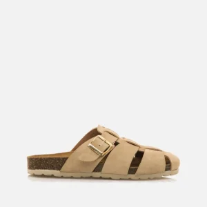 Calzaro Zuecos | Sandalias Bios | Zueco 59375 Liliane Serraje Beige Arena.