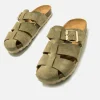 Calzaro Zuecos | Sandalias Bios | Zueco 59375 Liliane Serraje Verde Kaki .