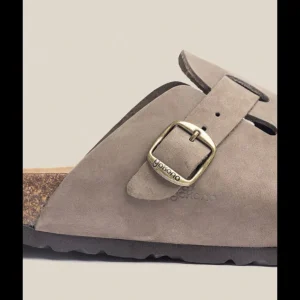 Calzaro Sandalias | Sandalias Bios | Zueco 599 Nobuk Taupe Marrón.