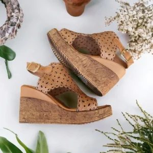 Calzaro Sandalias | Zueco Piel Cuña 23401 Laser Cuero.