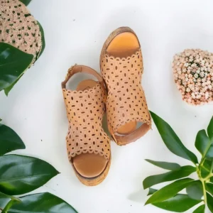Calzaro Sandalias | Zueco Piel Cuña 23401 Laser Cuero.