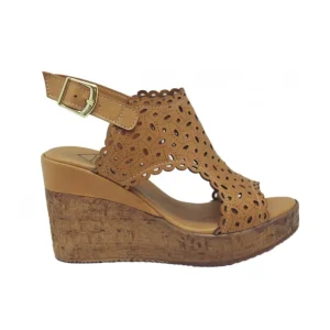 Calzaro Sandalias | Zueco Piel Cuña 23401 Laser Cuero.