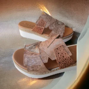 Calzaro Sandalias | Zueco Sandalia Cuñina 2769 Tiras Cuero.