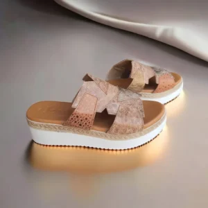 Calzaro Sandalias | Zueco Sandalia Cuñina 2769 Tiras Cuero.